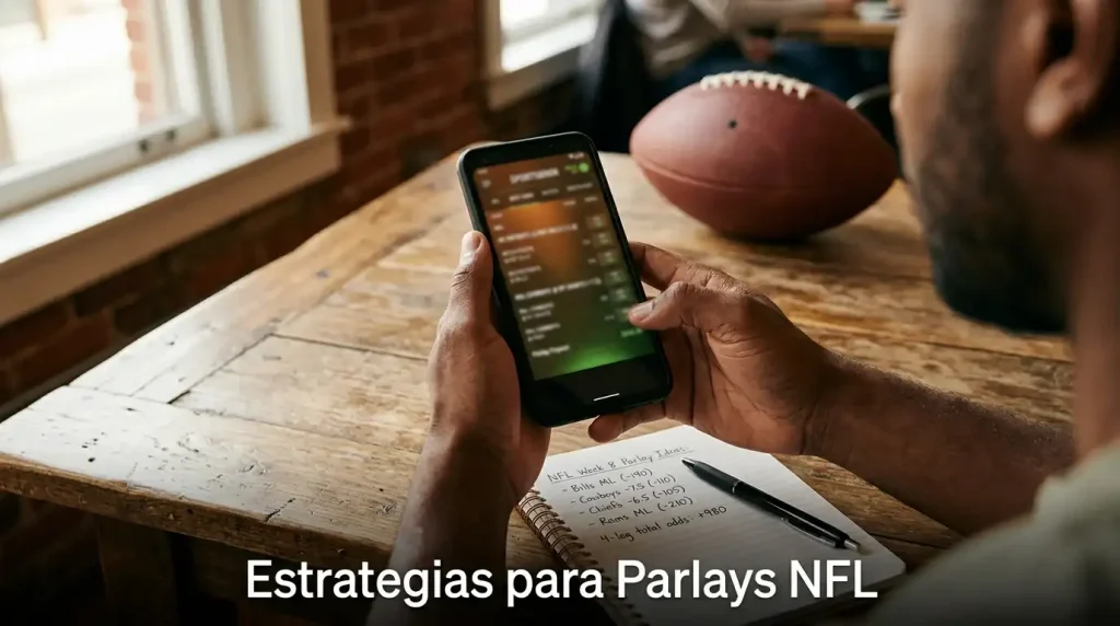 Estrategias para parlays NFL con análisis de datos en un estadio de fútbol americano